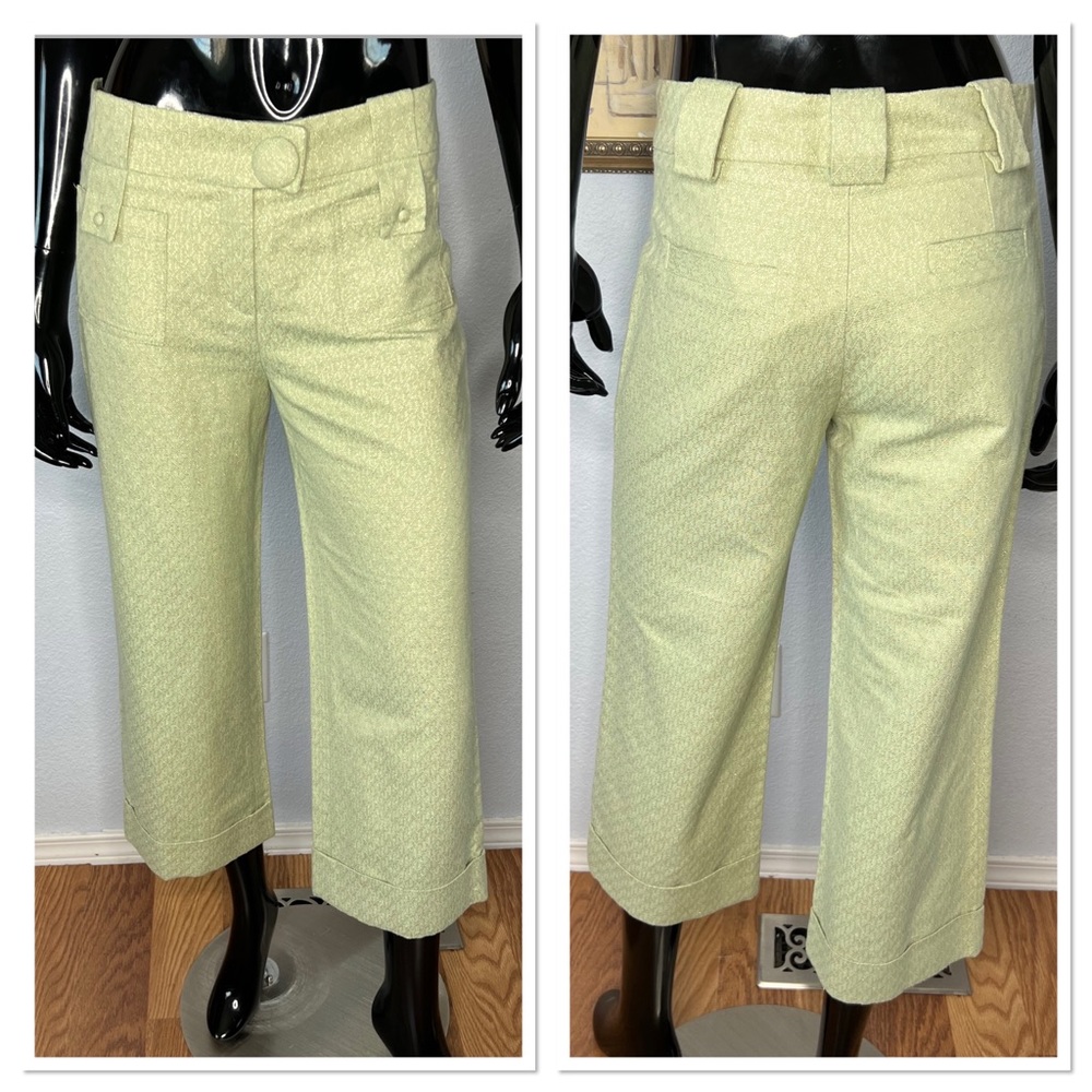 Pilar Ruiz 100% Algodon Cotton Cropped Green Pant Sz EU 38 / 6 NWT
